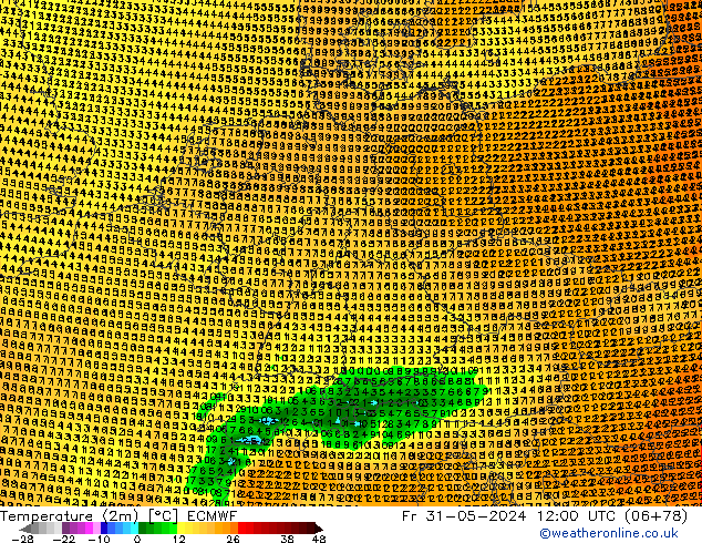 Temperature (2m) ECMWF Fr 31.05.2024 12 UTC