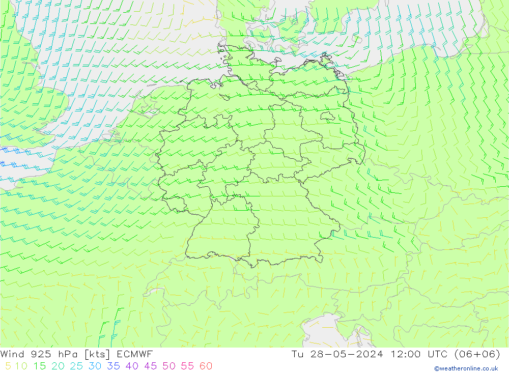 Wind 925 hPa ECMWF Di 28.05.2024 12 UTC