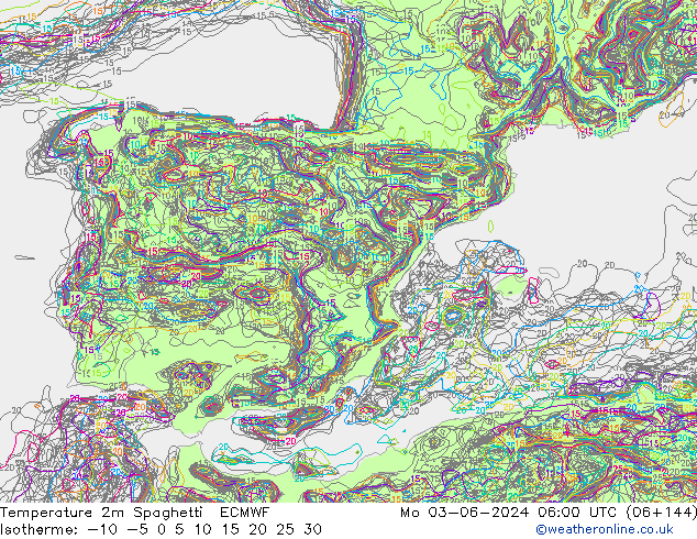 Temperatuurkaart Spaghetti ECMWF ma 03.06.2024 06 UTC