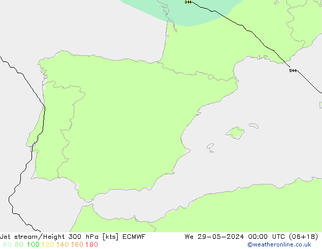 Jet stream/Height 300 hPa ECMWF We 29.05.2024 00 UTC