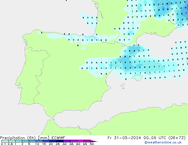 Yağış (6h) ECMWF Cu 31.05.2024 06 UTC