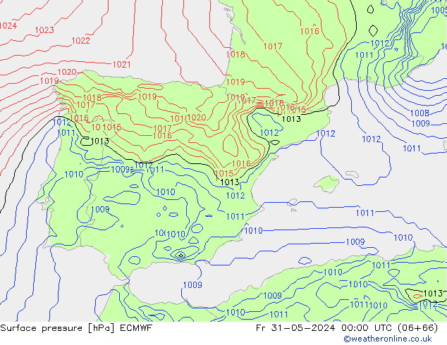 ciśnienie ECMWF pt. 31.05.2024 00 UTC