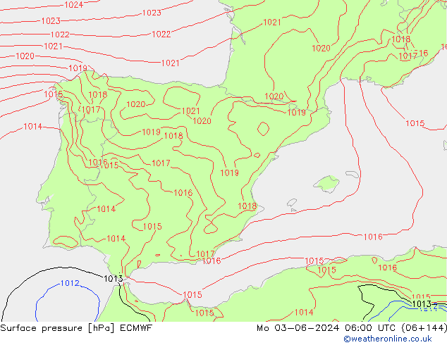 pression de l'air ECMWF lun 03.06.2024 06 UTC