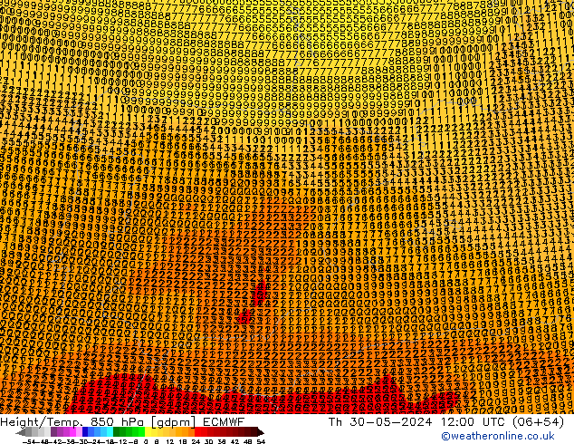 Height/Temp. 850 hPa ECMWF Th 30.05.2024 12 UTC