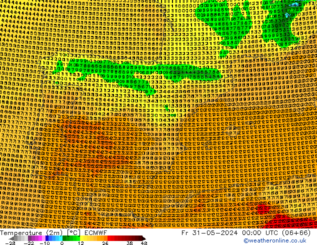 Sıcaklık Haritası (2m) ECMWF Cu 31.05.2024 00 UTC