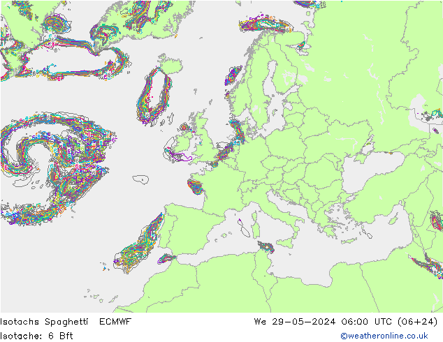 Isotachen Spaghetti ECMWF wo 29.05.2024 06 UTC