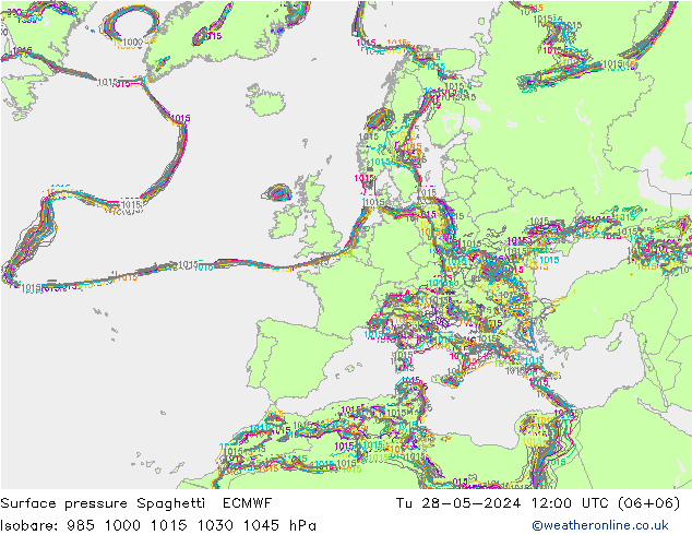 Bodendruck Spaghetti ECMWF Di 28.05.2024 12 UTC