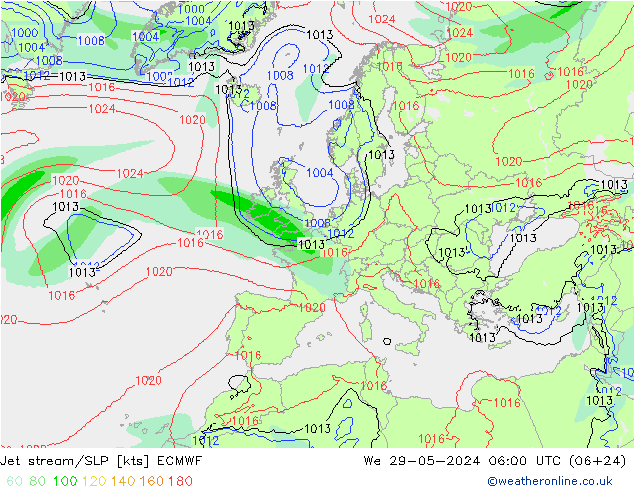 Polarjet/Bodendruck ECMWF Mi 29.05.2024 06 UTC