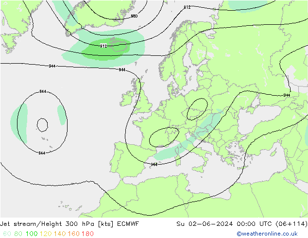 Corrente a getto ECMWF dom 02.06.2024 00 UTC