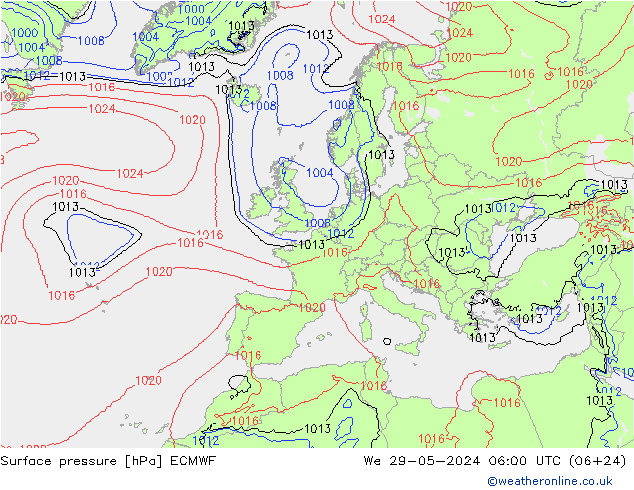 地面气压 ECMWF 星期三 29.05.2024 06 UTC