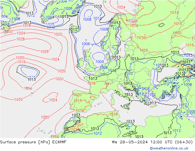 Bodendruck ECMWF Mi 29.05.2024 12 UTC