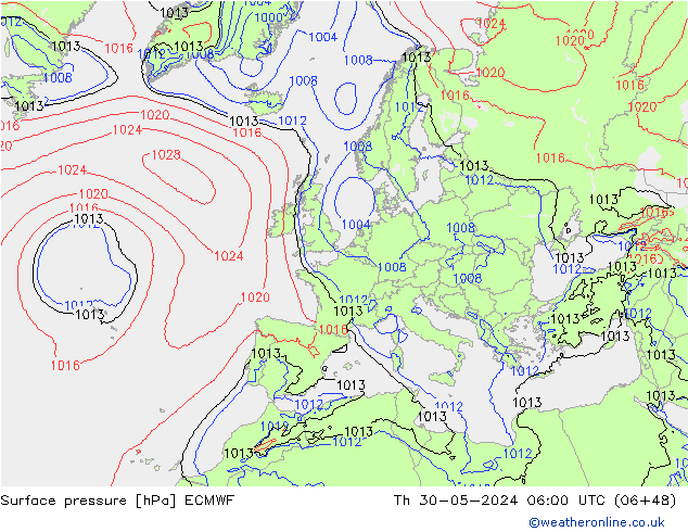 pression de l'air ECMWF jeu 30.05.2024 06 UTC
