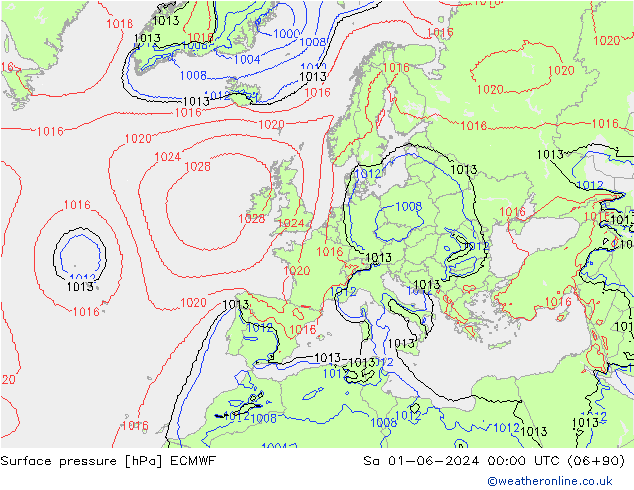 Bodendruck ECMWF Sa 01.06.2024 00 UTC