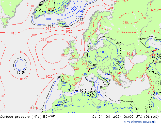 Atmosférický tlak ECMWF So 01.06.2024 00 UTC