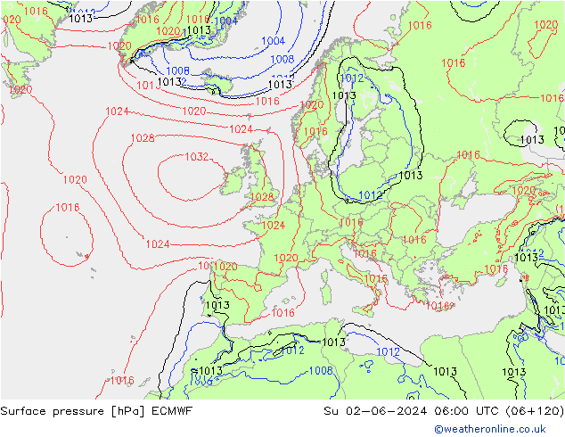 Bodendruck ECMWF So 02.06.2024 06 UTC