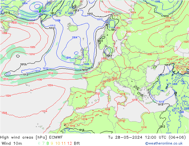 Windvelden ECMWF di 28.05.2024 12 UTC