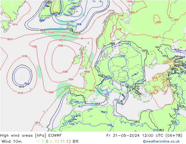 Windvelden ECMWF vr 31.05.2024 12 UTC