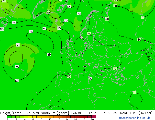 Height/Temp. 925 hPa ECMWF gio 30.05.2024 06 UTC