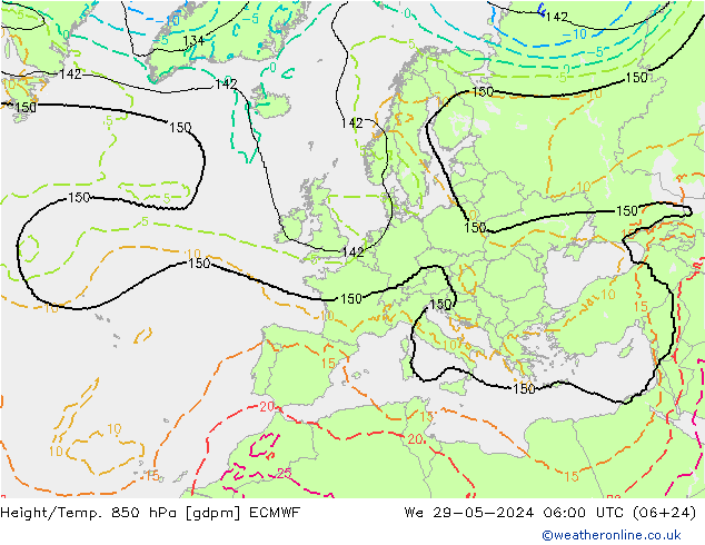 Height/Temp. 850 hPa ECMWF Mi 29.05.2024 06 UTC