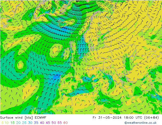 Wind 10 m ECMWF vr 31.05.2024 18 UTC