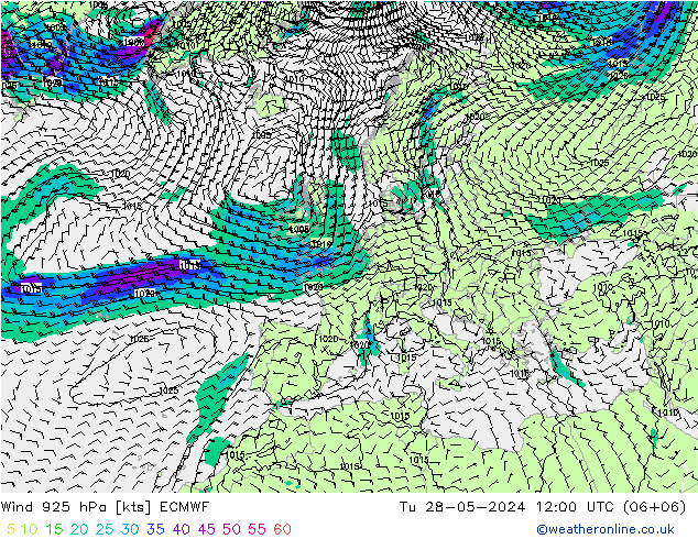 Vento 925 hPa ECMWF Ter 28.05.2024 12 UTC