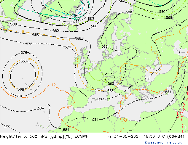 Geop./Temp. 500 hPa ECMWF vie 31.05.2024 18 UTC