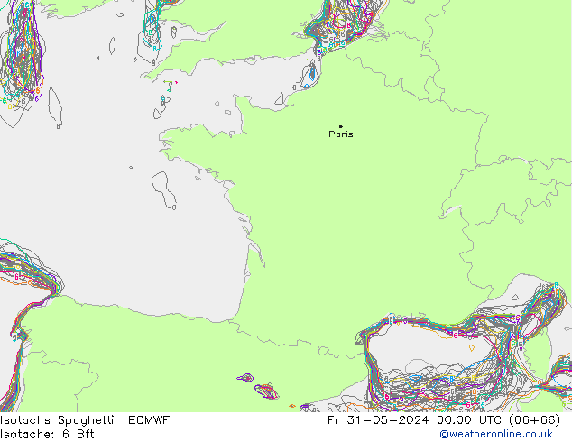 Isotachs Spaghetti ECMWF Fr 31.05.2024 00 UTC