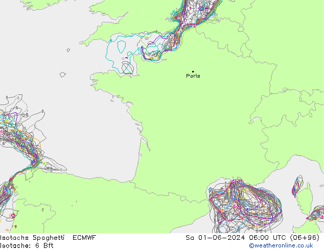 Isotachs Spaghetti ECMWF So 01.06.2024 06 UTC