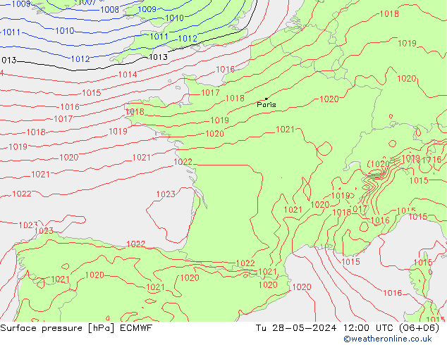 Pressione al suolo ECMWF mar 28.05.2024 12 UTC