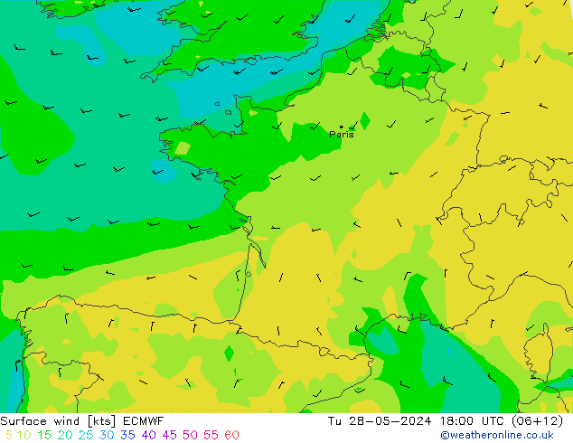 Surface wind ECMWF Tu 28.05.2024 18 UTC