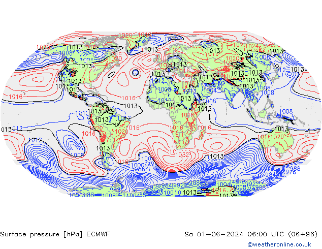 приземное давление ECMWF сб 01.06.2024 06 UTC