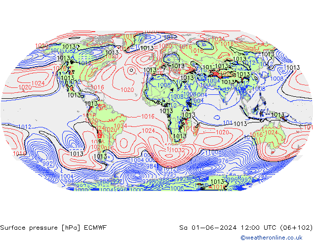 приземное давление ECMWF сб 01.06.2024 12 UTC