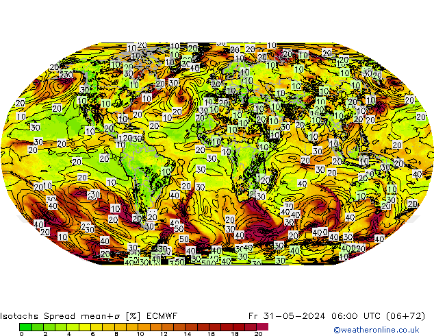 Isotachs Spread ECMWF Sex 31.05.2024 06 UTC