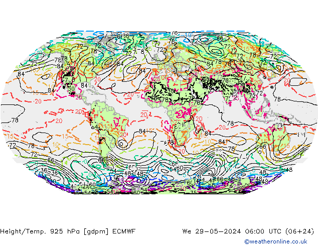 Height/Temp. 925 hPa ECMWF Qua 29.05.2024 06 UTC