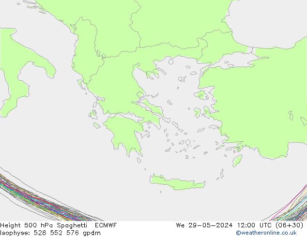 Height 500 hPa Spaghetti ECMWF Qua 29.05.2024 12 UTC