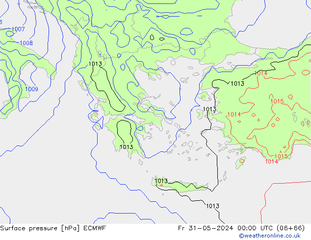 Surface pressure ECMWF Fr 31.05.2024 00 UTC