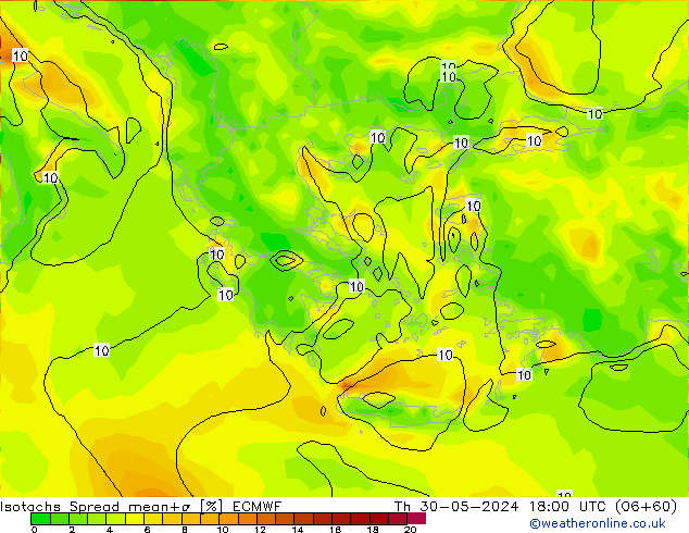 Isotachen Spread ECMWF do 30.05.2024 18 UTC