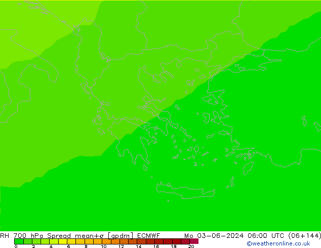 RH 700 hPa Spread ECMWF Mo 03.06.2024 06 UTC