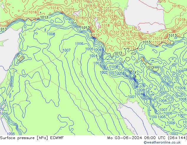 Luchtdruk (Grond) ECMWF ma 03.06.2024 06 UTC