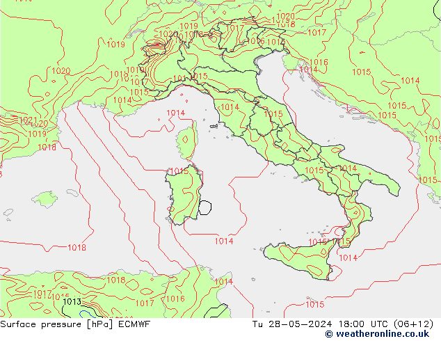 Surface pressure ECMWF Tu 28.05.2024 18 UTC