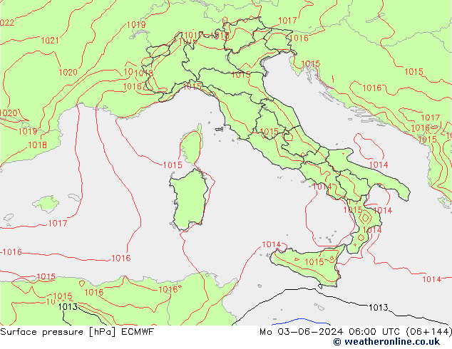 Luchtdruk (Grond) ECMWF ma 03.06.2024 06 UTC