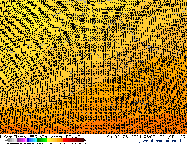 Height/Temp. 850 hPa ECMWF Su 02.06.2024 06 UTC