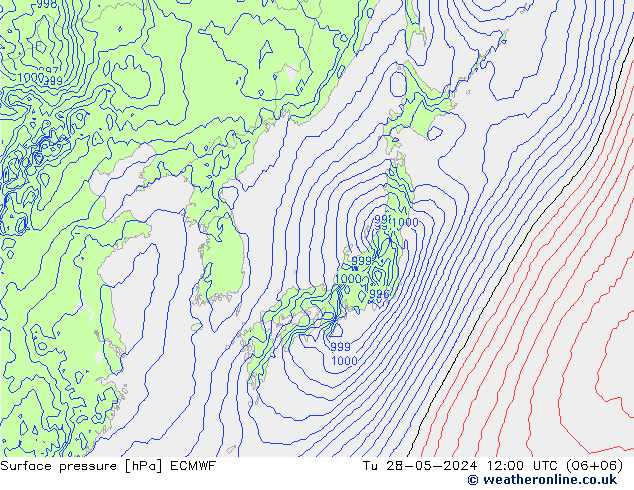 Surface pressure ECMWF Tu 28.05.2024 12 UTC