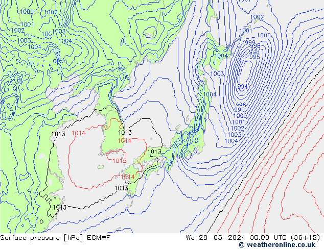 Pressione al suolo ECMWF mer 29.05.2024 00 UTC