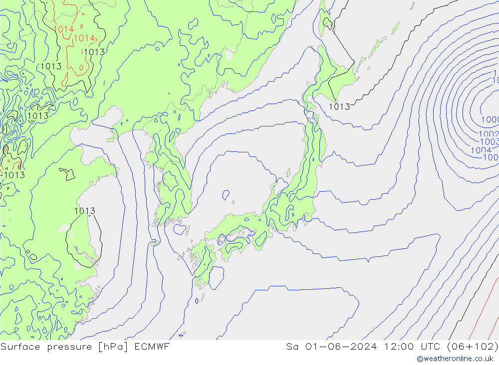 Atmosférický tlak ECMWF So 01.06.2024 12 UTC