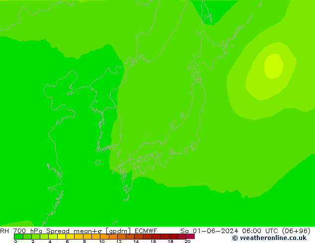 RV 700 hPa Spread ECMWF za 01.06.2024 06 UTC