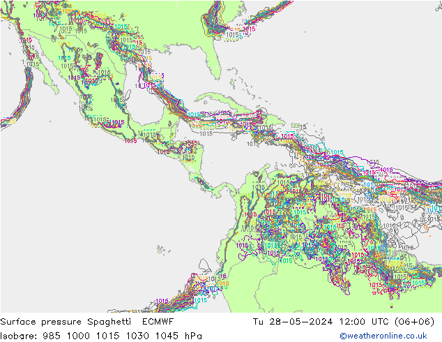 Pressione al suolo Spaghetti ECMWF mar 28.05.2024 12 UTC