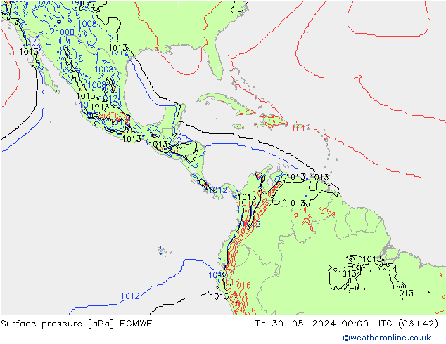 Atmosférický tlak ECMWF Čt 30.05.2024 00 UTC