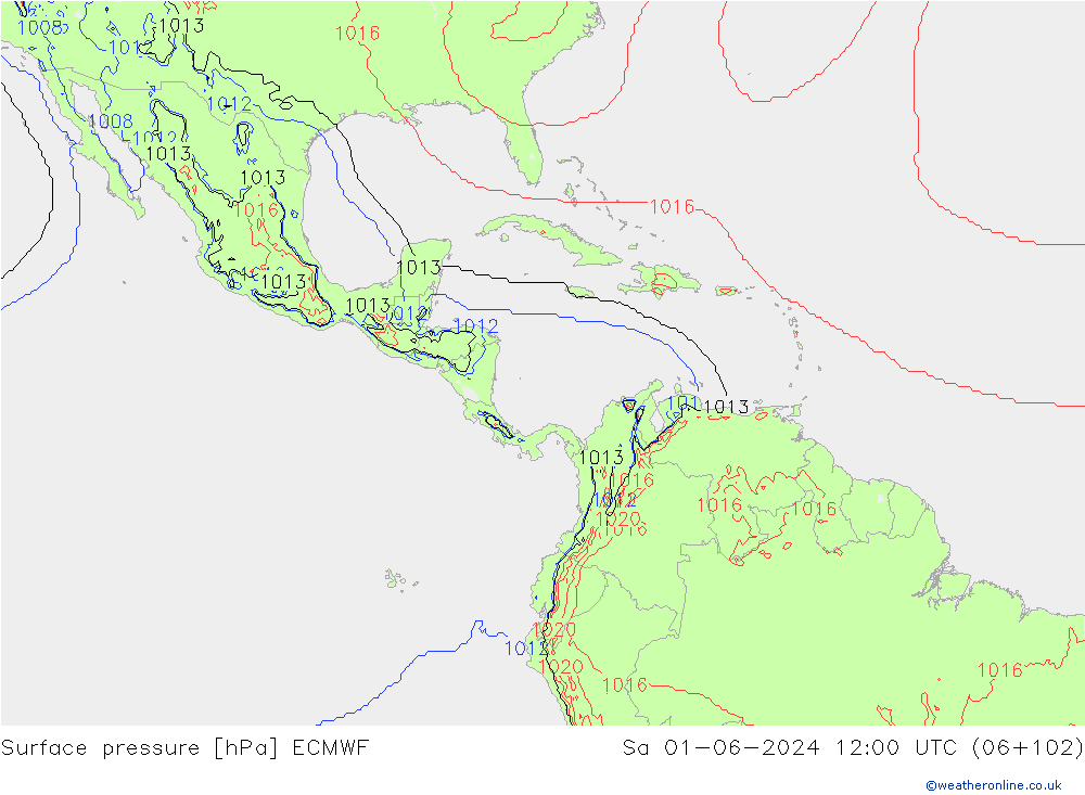 Pressione al suolo ECMWF sab 01.06.2024 12 UTC