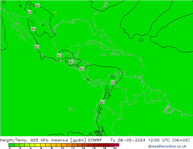 Height/Temp. 925 hPa ECMWF Tu 28.05.2024 12 UTC